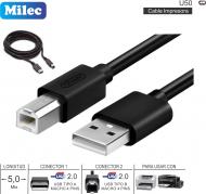 Cable Imp USB A M - USB B M 5.0 Mts MILEC U50