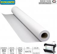 Rollo Papel BOND B806150M 80grs-61cm-50mts-Matte