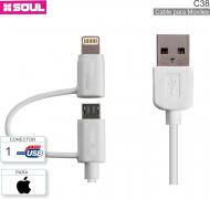 Cable USB M - 2en1 0.4M SOUL C38 Apple-Android
