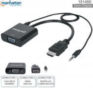 Adaptador HDMI M - VGA H + 3.5 M MANHATTAN 151450