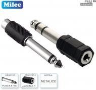 Adaptador Plug 6.5mm Mono - Jack RCA Mono MILEC P6