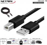Cable Imp USB A M - USB B M 1.5 Mts NETMAK NM-C03