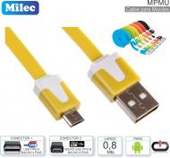 Cable USB M - MicroUSB M 00.8M MILEC MPMU Plano