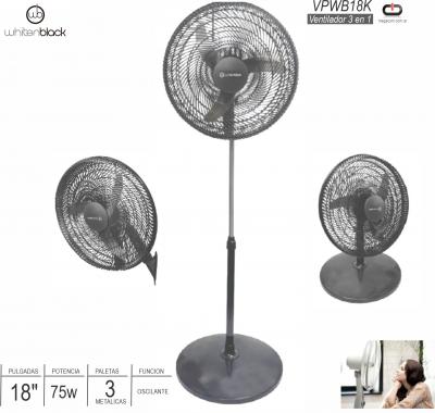  Ventilador de Pie 18p WHITENBLACK VPWB18K